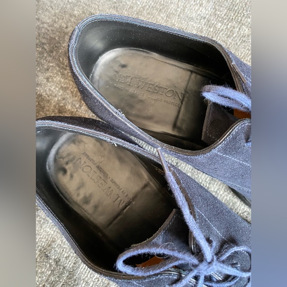 J.M. Weston 300 Navy Suede Oxfords Men’s Sz 8UK. - Picture 10 of 14